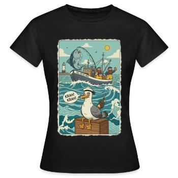 Pêcheurs en haute mer - T-shirt Femme - noir - Devant - AI Model Female 172 dark (172cm)