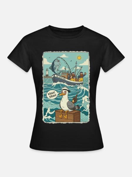Hochseeangler - Frauen T-Shirt - Schwarz