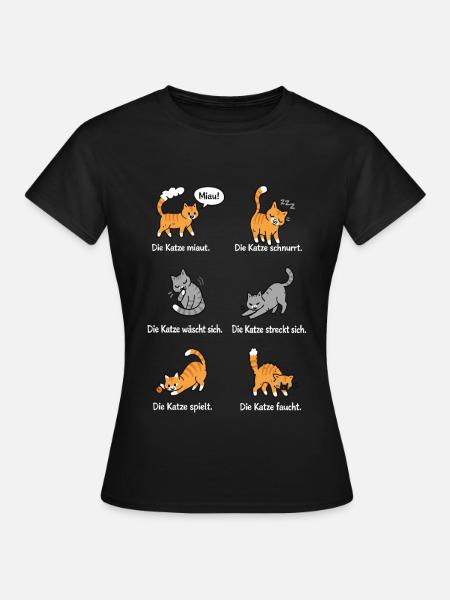 Katzenleben – Schnurrhaare & Katzenliebe - Frauen T-Shirt - Schwarz