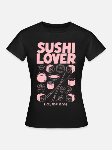 Sushi-Liebhaber Pink Neon Illustration - Frauen T-Shirt - Schwarz