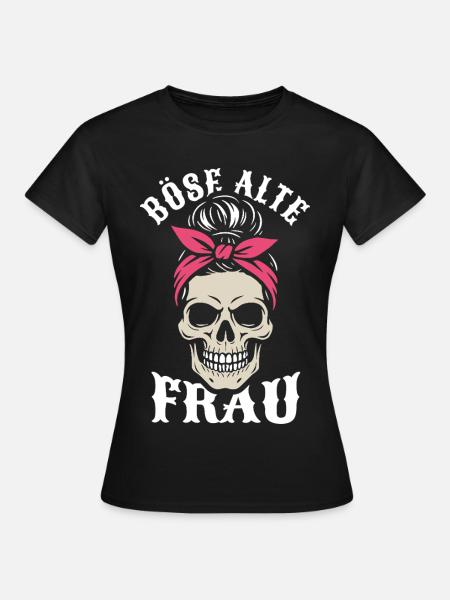 Skull Bandana Böse Alte Frau - Frauen T-Shirt - Schwarz