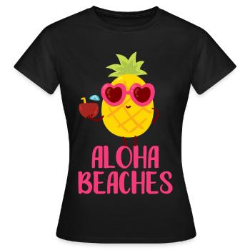 Aloha Beaches Coole Ananas Badeurlaub Sommermotiv - Frauen T-Shirt - Schwarz - Vorne - AI Model Female 172 dark (172cm)