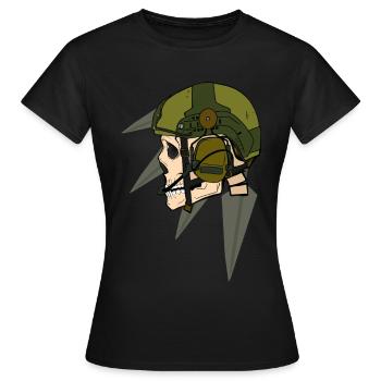 Skull Soldier Helmet Design with Headset - Women's T-Shirt - black - Front - AI Model Female 172 dark (172cm)