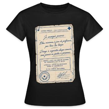 Fausse ordonnance vintage humoristique sur la cour - T-shirt Femme - noir - Devant - AI Model Female 172 dark (172cm)