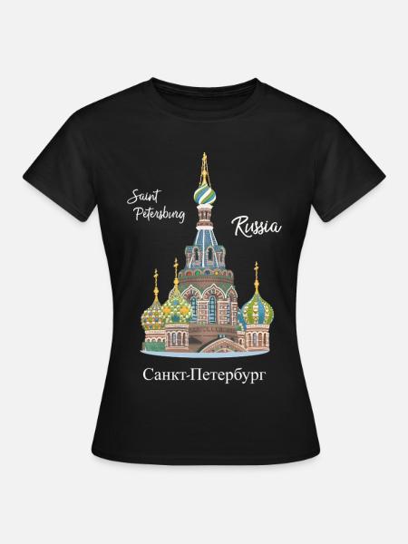 Sankt Petersburg, Russland, Handzeichnung Kirche - Frauen T-Shirt - Schwarz