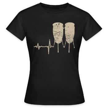 Gift Heartbeat Drum Bongo - Women's T-Shirt - black - Front - AI Model Female 172 dark (172cm)