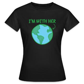 Terre mère - Jour de la Terre - Je suis avec elle - T-shirt Femme - noir - Devant - AI Model Female 172 dark (172cm)