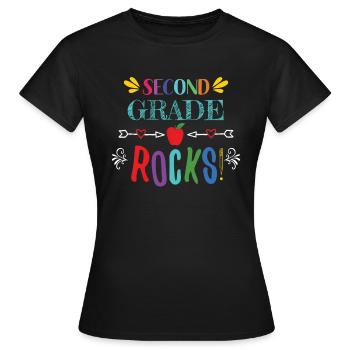 Second Grade Rocks - for 2nd Grade Teachers - Women's T-Shirt - black - Front - AI Model Female 172 dark (172cm)