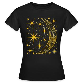 crescent moon. Night sky - Women's T-Shirt - black - Front - AI Model Female 172 dark (172cm)