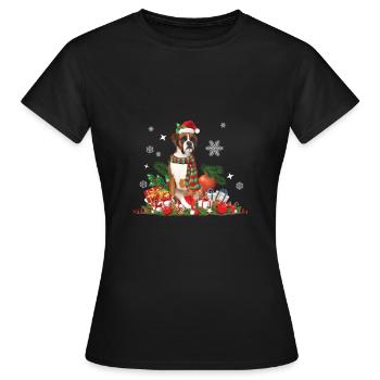 Boxer Chien; Thème de Noël - T-shirt Femme - noir - Devant - AI Model Female 172 dark (172cm)
