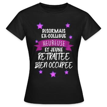 Collègue cadeau humour départ retraite Femme - T-shirt Femme - noir - Devant - AI Model Female 172 dark (172cm)