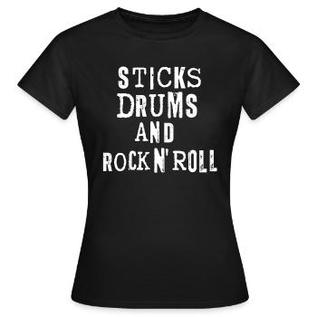Sticks Drums And Rock N’Roll - T-shirt Femme - noir - Devant - AI Model Female 172 dark (172cm)