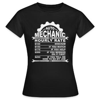 Mécanicien automobile Taux horaire - T-shirt Femme - noir - Devant - AI Model Female 172 dark (172cm)