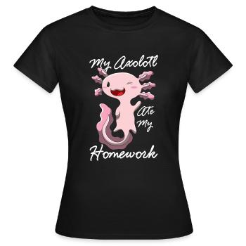 Mon Axolotl a mangé mes devoirs cadeau drôle cadeau - T-shirt Femme - noir - Devant - AI Model Female 172 dark (172cm)
