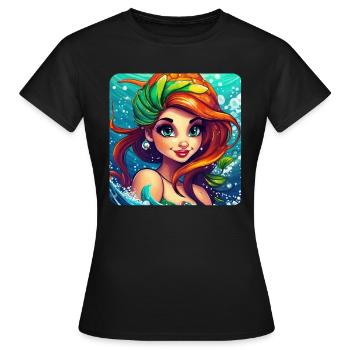 Niedliche Meerjungfrau Comic Anime Zeichentrick - Frauen T-Shirt - Schwarz - Vorne - AI Model Female 172 dark (172cm)
