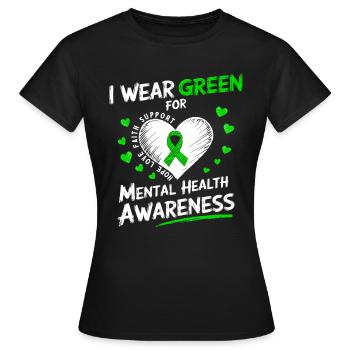 Wear Green for Mental Health Support - T-shirt Femme - noir - Devant - AI Model Female 172 dark (172cm)