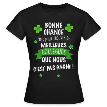 Collègue bonne chance - T-shirt Femme - noir - Devant - AI Model Female 172 dark (172cm)