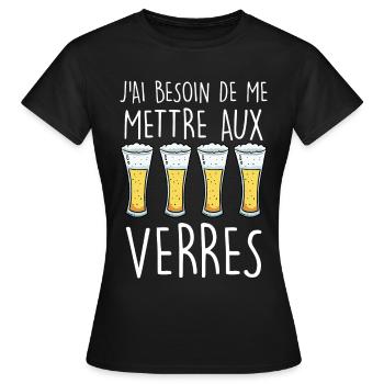Jardin Citation Apéritif Humour Apéro - T-shirt Femme - noir - Devant - AI Model Female 172 dark (172cm)