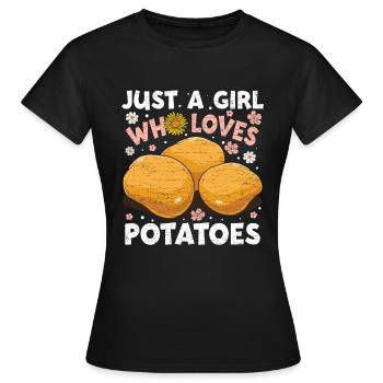 Mädchen Kartoffeln Pommes - Frauen T-Shirt - Schwarz - Vorne - AI Model Female 172 dark (172cm)