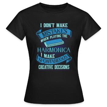 Instrument Mundharmonika - Frauen T-Shirt - Schwarz - Vorne - AI Model Female 172 dark (172cm)