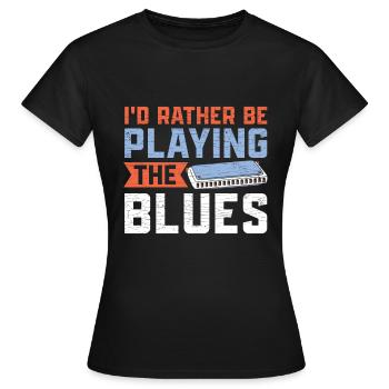 Mundharmonika Instrument - Frauen T-Shirt - Schwarz - Vorne - AI Model Female 172 dark (172cm)