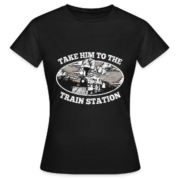 Lokomotive Dampflokomotive - Frauen T-Shirt - Schwarz - Vorne - AI Model Female 172 dark (172cm)