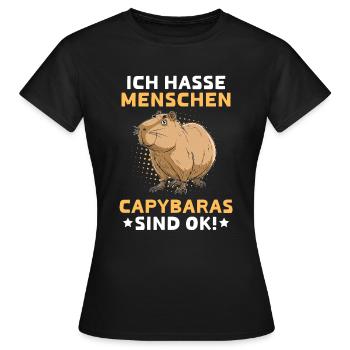 Ich Hasse Menschen Capybaras Sind Ok - Frauen T-Shirt - Schwarz - Vorne - AI Model Female 172 dark (172cm)