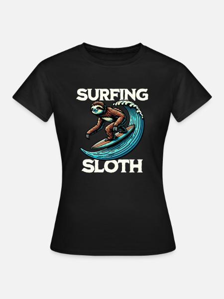 Surfing Sloth - Frauen T-Shirt - Schwarz