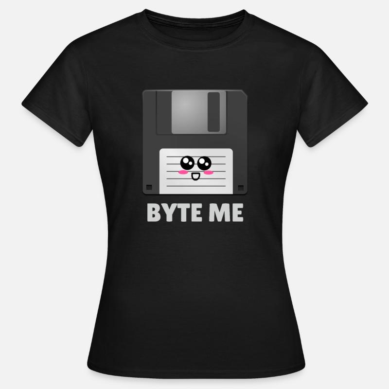 Byte Me Cute Diskette Pun - Women's T-Shirt - black