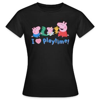 Design Peppa Pig Avec George Et Evie - T-shirt Femme - noir - Devant - AI Model Female 172 dark (172cm)