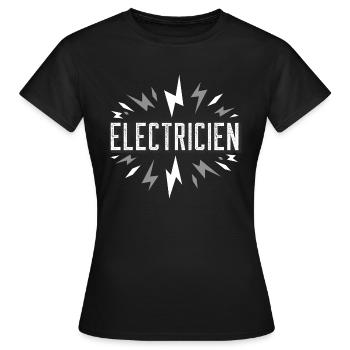 Electricien - avec éclairs - T-shirt Femme - noir - Devant - AI Model Female 172 dark (172cm)
