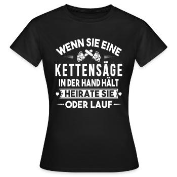 Woodcutter - woman and chainsaw - Women's T-Shirt - black - Front - AI Model Female 172 dark (172cm)