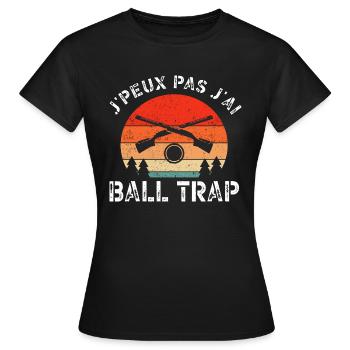 Vintage J'peux Pas J'ai Balltrap - T-shirt Femme - noir - Devant - AI Model Female 172 dark (172cm)