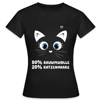 80% Baumwolle 20% Katzenhaare Katzenliebhaber - Frauen T-Shirt - Schwarz - Vorne - AI Model Female 172 dark (172cm)