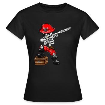 Déguisement de costume de garçon de pirate squelette - T-shirt Femme - noir - Devant - AI Model Female 172 dark (172cm)