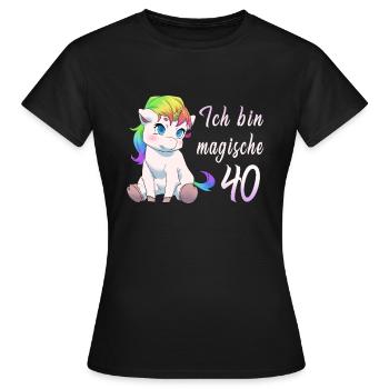 40 Jahre Einhorn 40. Geburtstag Frau Geschenk - Frauen T-Shirt - Schwarz - Vorne - AI Model Female 172 dark (172cm)