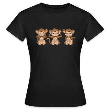 3 Affen nichts sehen hören sagen Äffchen Geschenk - Frauen T-Shirt - Schwarz - Vorne - AI Model Female 172 dark (172cm)