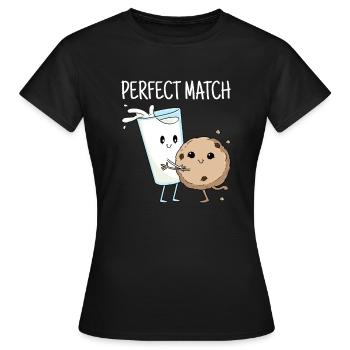 Perfect Match Geschenk Valentinstag Milch Cookie - Frauen T-Shirt - Schwarz - Vorne - AI Model Female 172 dark (172cm)