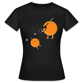orange qui prend une photo, ( jus d'orange ) - T-shirt Femme - noir - Devant - AI Model Female 172 dark (172cm)
