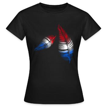 Federn rot weiß blau - Frauen T-Shirt - Schwarz - Vorne - AI Model Female 172 dark (172cm)