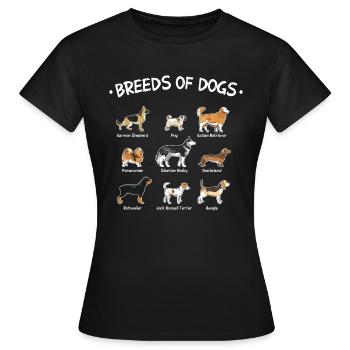Breeds of Dogs - Women's T-Shirt - black - Front - AI Model Female 172 dark (172cm)