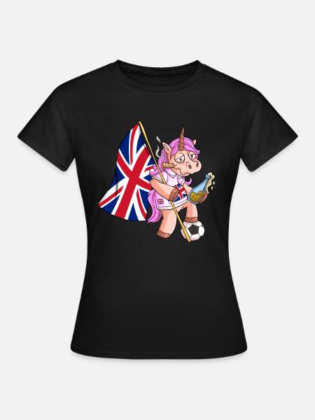 England Party Einhorn - Frauen T-Shirt - Schwarz