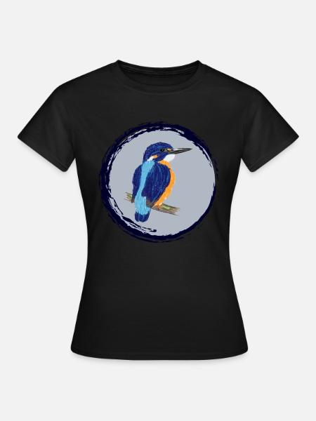 Nettes Design mit einem Eisvogel II - Frauen T-Shirt - Schwarz