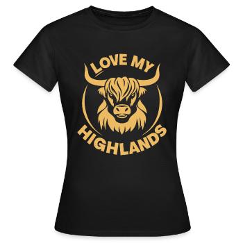 Mon bétail des Highlands J’aime Highland - T-shirt Femme - noir - Devant - AI Model Female 172 dark (172cm)