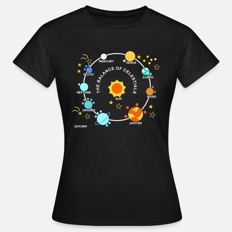Planets Solar Graphic Planets Solar System Stars - Women's T-Shirt - black