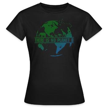 There is no Planet B earth men organic t shirt - Women's T-Shirt - black - Front - AI Model Female 172 dark (172cm)