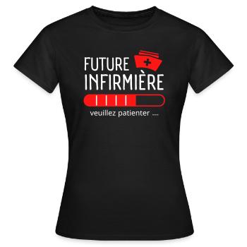 Future Infirmière Veuillez patienter - T-shirt Femme - noir - Devant - AI Model Female 172 dark (172cm)
