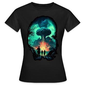Explosion nucléaire Champignon Guerre atomique Soldats Surréalistes - T-shirt Femme - noir - Devant - AI Model Female 172 dark (172cm)