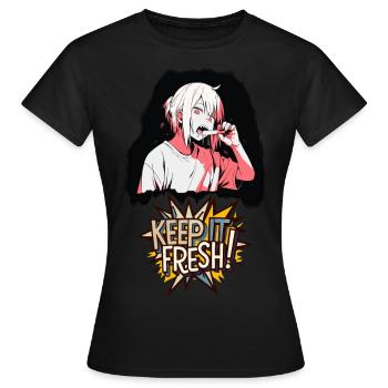 HipHop Comic Design: Keep it fresh! - Women's T-Shirt - black - Front - AI Model Female 172 dark (172cm)
