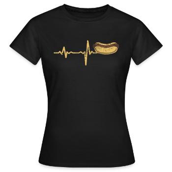 Geschenk Heartbeat Grillen Grillwurst - Frauen T-Shirt - Schwarz - Vorne - AI Model Female 172 dark (172cm)